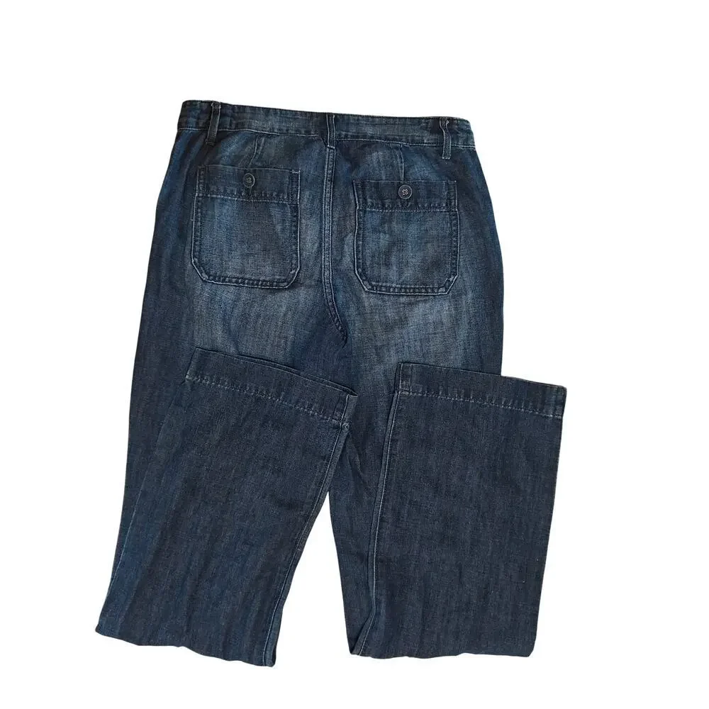 J.Crew Wide Leg Denim Pants Size 4 High Rise Blue Jeans